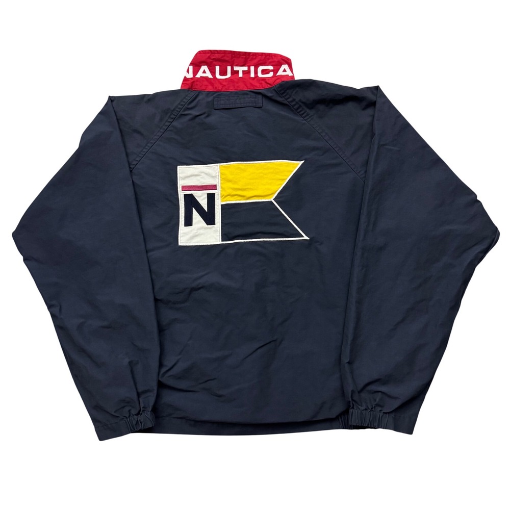Vintage Nautica Windbreaker Jacket Big Flag Logo Sailing XL